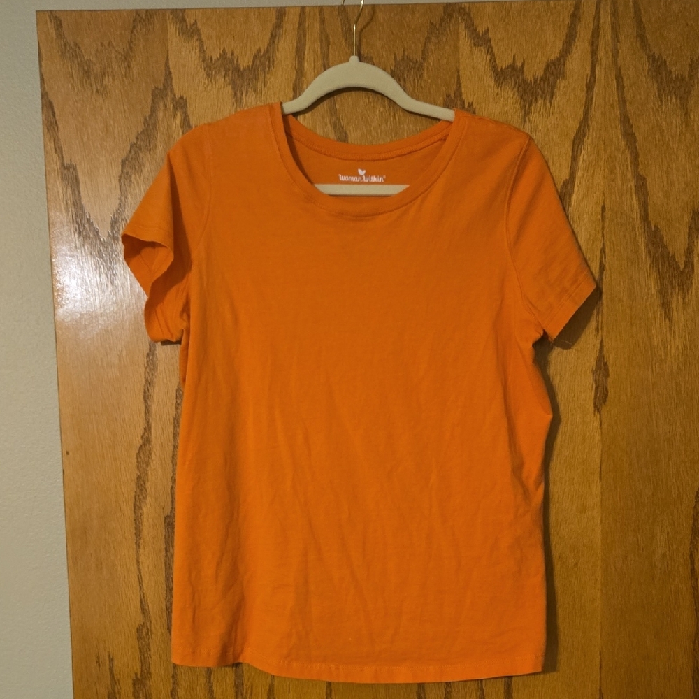 Woman Within Orange Short Sleeve Tee